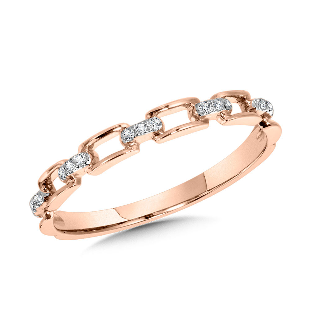 10K ROSE GOLD STACKABLE DIAMOND FASHION RING SIZE 7 WITH 15=0.05TW SINGLE CUT H-I I1 DIAMONDS  (1.36 GRAMS)
