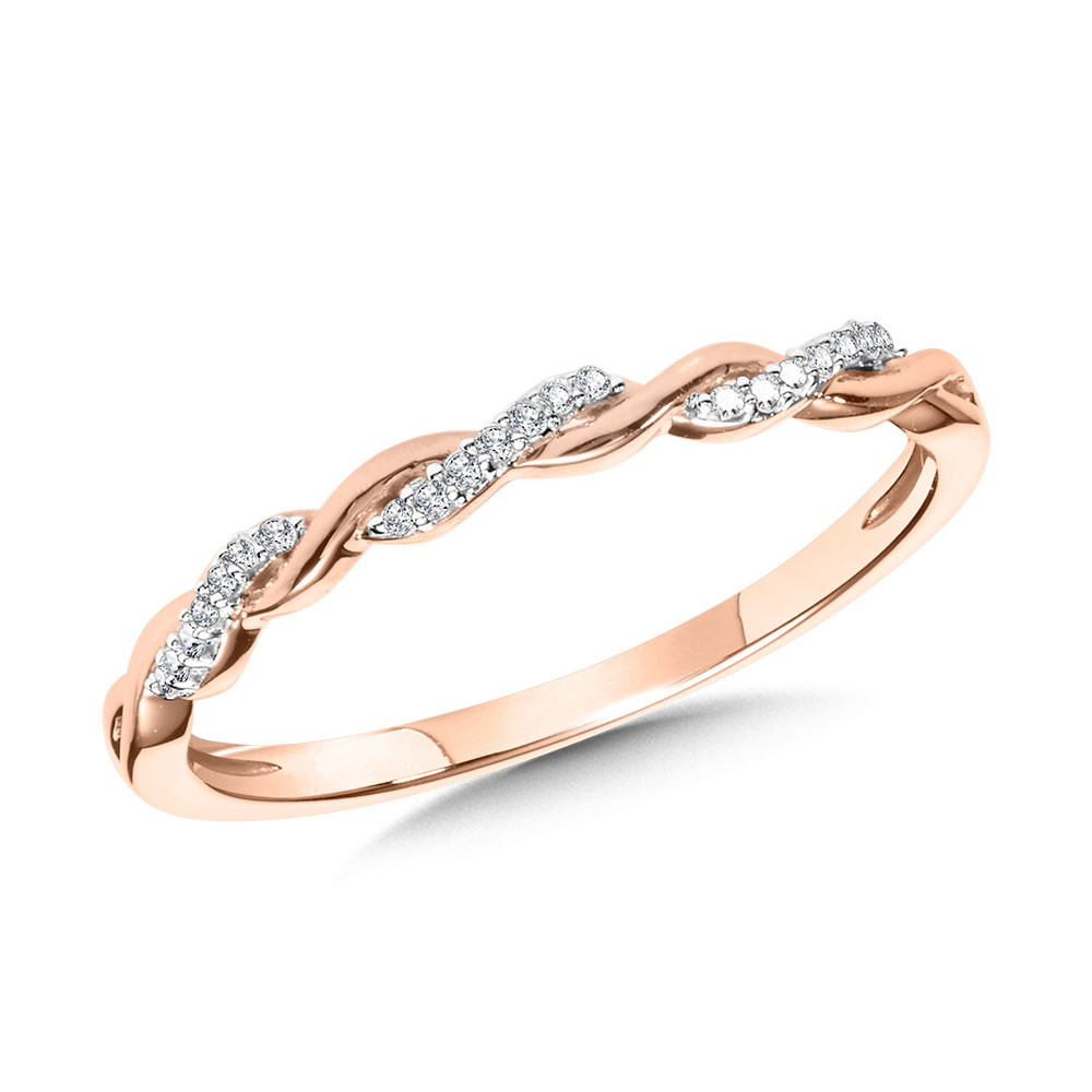 10K ROSE GOLD STACKABLE DIAMOND FASHION RING SIZE 7 WITH 21=0.05TW SINGLE CUT H-I I1 DIAMONDS   (1.08 GRAMS)