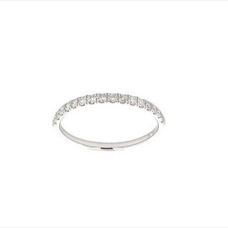 14K WHITE GOLD DIAMOND WEDDING BAND SIZE 6.5 WITH 16=0.40TW ROUND H-I I1 DIAMONDS  (1.91 GRAMS)