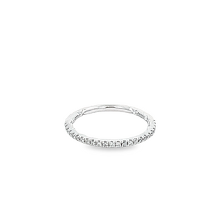 18K WHITE GOLD DIAMOND WEDDING BAND SIZE 6 WITH 24=0.18TW ROUND G-H SI1 DIAMONDS   (2.18 GRAMS)