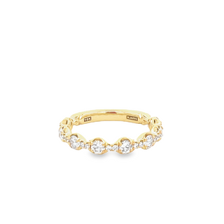 18K YELLOW GOLD DIAMOND WEDDING BAND SIZE 6 WITH 26=0.73TW ROUND G-H SI1 DIAMONDS   (3.35 GRAMS)