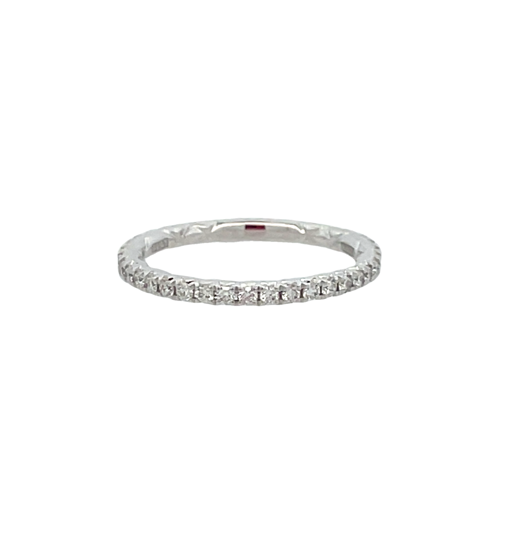PLATINUM PAVE' DIAMOND WEDDING BAND SIZE 6.5 WITH 28=0.34TW ROUND G VS2 DIAMONDS   (2.96 GRAMS)