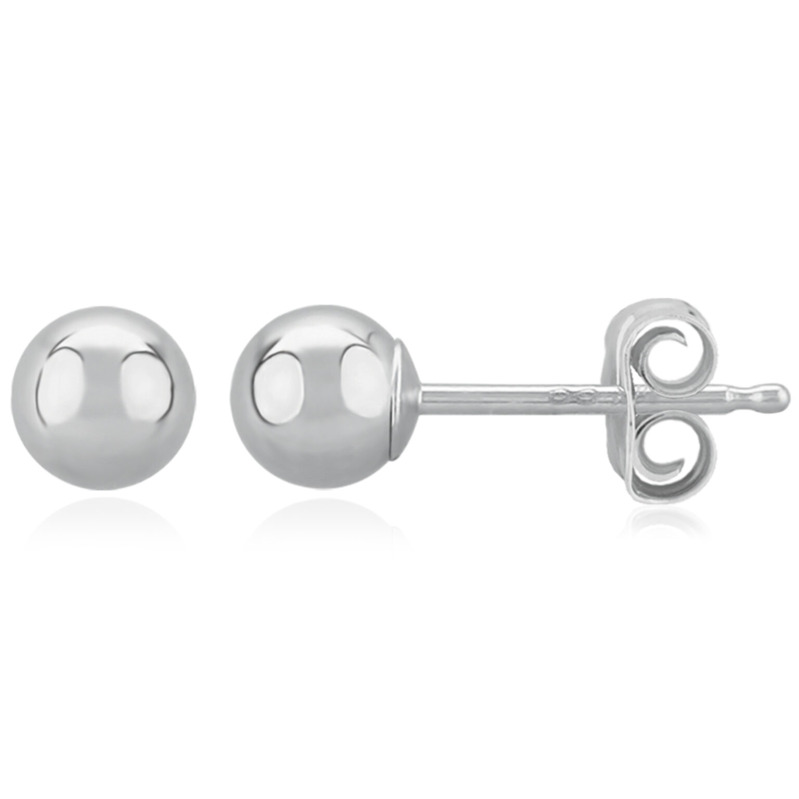 14K WHITE GOLD 4MM BALL STUD EARRINGS
