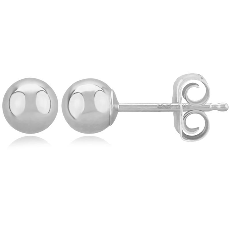 14 KARAT WHITE GOLD 5MM BALL EARRINGS