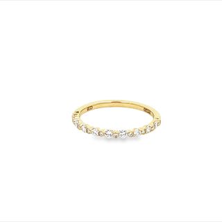 18K YELLOW GOLD STACKABLE DIAMOND ANNIVERSARY RING SIZE 6 WITH 19=0.28TW ROUND G-H SI1 DIAMONDS   (1.55 GRAMS)