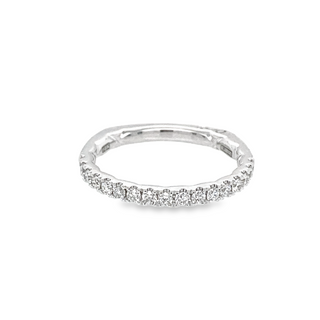 18K WHITE GOLD PRONG SET DIAMOND ANNIVERSARY RING SIZE 6 WITH 19=0.31TW ROUND G-H SI1-SI2 DIAMONDS