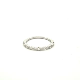 14K WHITE GOLD DIAMOND ANNIVERSARY RING SIZE 6.5 WITH 21=0.34TW ROUND G VS2-SI1 DIAMONDS   (2.05 GRAMS)