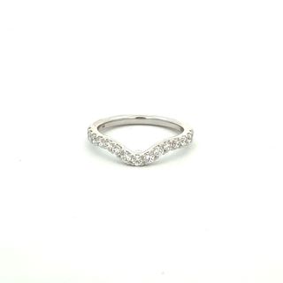 14K WHITE GOLD DIAMOND ANNIVERSARY RING SIZE 6.5 WITH 15=0.50TW ROUND G VS2-SI1 DIAMONDS   (2.44 GRAMS)