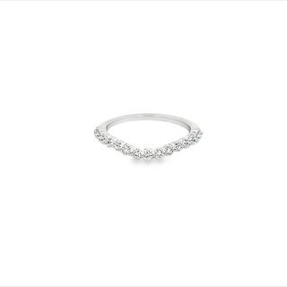 14K WHITE GOLD SHARED PRONG DIAMOND ANNIVERSARY RING SIZE 6.5 WITH 15=0.33TW ROUND G VS2-SI1 DIAMONDS   (2.01 GRAMS)