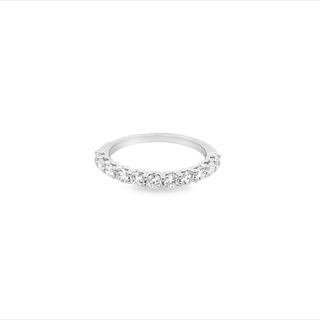 14K WHITE GOLD SHARED PRONG DIAMOND ANNIVERSARY RING SIZE 6.5 WITH 11=0.75TW ROUND G VS2-SI1 DIAMONDS  (2.19 GRAMS)