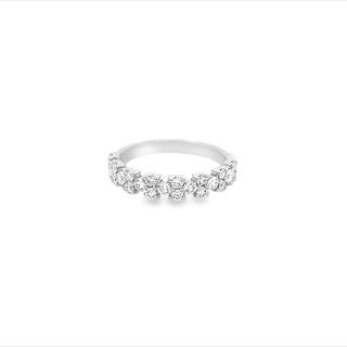 14K WHITE GOLD DIAMOND ANNIVERSARY RING SIZE 6.5 WITH 23=0.75TW ROUND G VS2-SI1 DIAMONDS   (2.85 GRAMS)