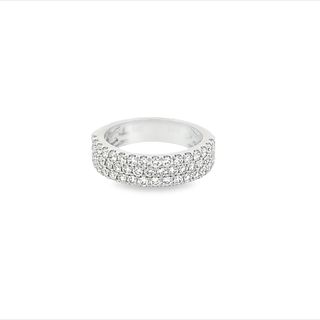 14K WHITE GOLD DIAMOND ANNIVERSARY RING SIZE 6.5 WITH 49=1.10TW ROUND G VS2-SI1 DIAMONDS  (5.00 GRAMS)