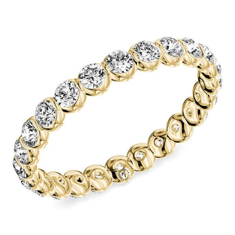 14K YELLOW GOLD SHARED PRONG ETERNITY DIAMOND ANNIVERSARY RING SIZE 6.5 WITH 27=0.60TW ROUND H SI1-SI2 DIAMONDS   (1.01 GRAMS)