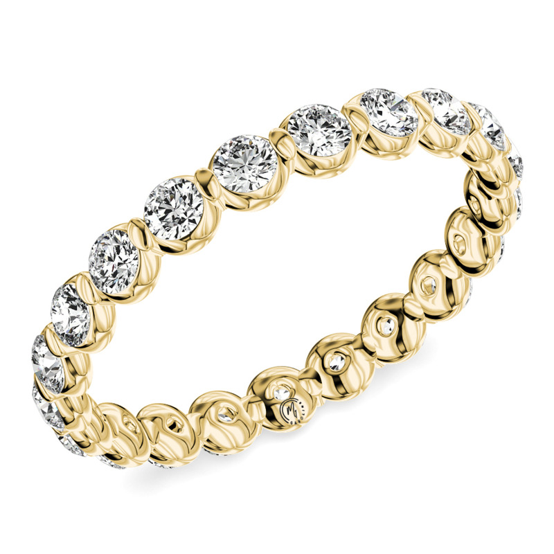 14K YELLOW GOLD ETERNITY DIAMOND ANNIVERSARY RING SIZE 7 WITH 22=1.46TW ROUND G-H SI1-SI2 DIAMONDS