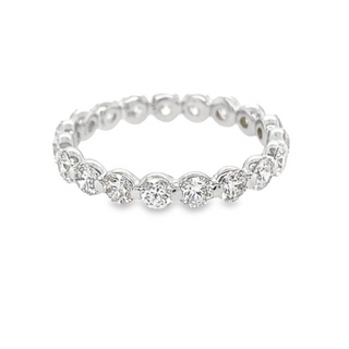 14K WHITE GOLD ETERNITY DIAMOND ANNIVERSARY RING SIZE 7 WITH 18=2.00TW ROUND I I1 DIAMONDS