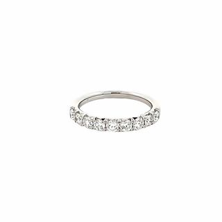 14K WHITE GOLD PRONG SET DIAMOND ANNIVERSARY RING SIZE 6.5 WITH 9=0.76TW ROUND G VS2 DIAMONDS   (3.07 GRAMS)