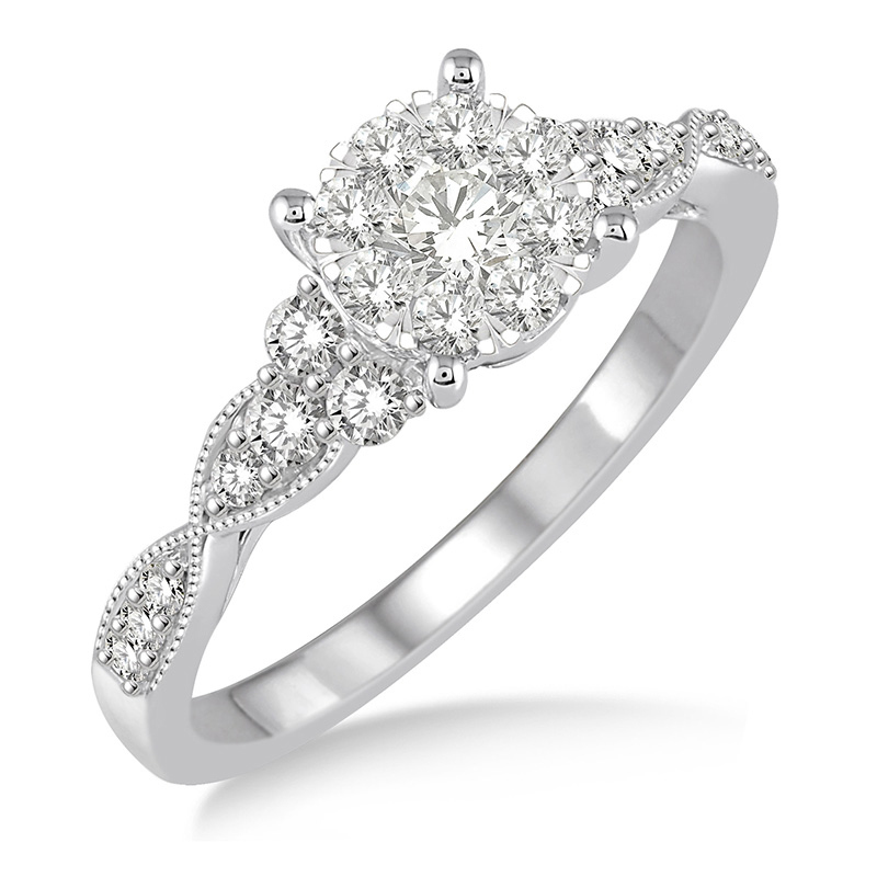 Round Cluster Engagement Ring