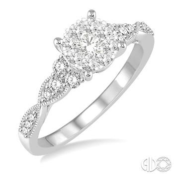 Round Cluster Engagement Ring