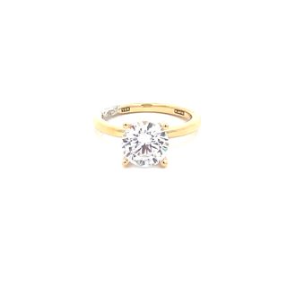 18K YELLOW & WHITE GOLD HIDDEN HALO SEMI-MOUNT RING SIZE 6 WITH 17=0.09TW ROUND G-H SI1 DIAMONDS   (4.35 GRAMS)