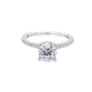 18K WHITE GOLD SEMI-MOUNT RING SIZE 6 WITH 40=0.32TW ROUND G-H SI1-SI2 DIAMONDS