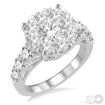14K WHITE GOLD LOVEBRIGHT ENGAGEMENT RING SIZE 6.5 WITH 15=2.00TW ROUND F-G SI1-SI2 DIAMONDS