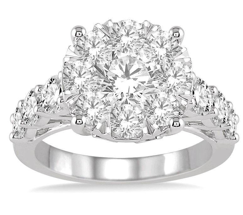 Round Cluster Engagement Ring