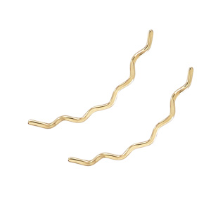 14K YELLOW GOLD HAMMERED ZIGZAG EAR CLIMBER EARRINGS