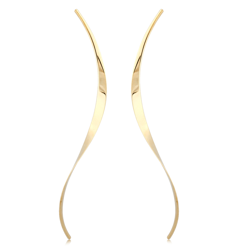 14K YELLOW GOLD SMALL ELONGATED CURVE EARRINGS