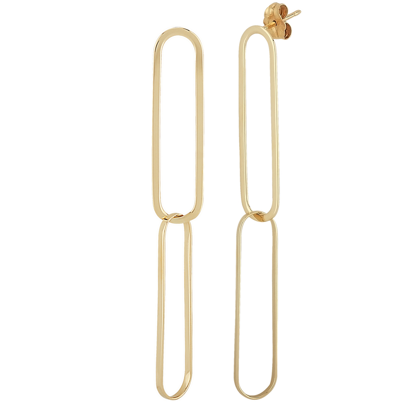 14K YELLOW GOLD PAPERCLIP EARRINGS