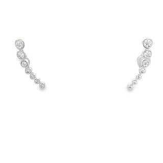 14K WHITE GOLD EAR CLIMBER DIAMOND EARRINGS WITH 14=0.34TW ROUND H-I I1 DIAMONDS