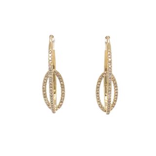 14K YELLOW GOLD HOOP DIAMOND EARRINGS WITH 110=0.35TW SINGLE CUT H-I SI2-I1 DIAMONDS (3.41 GRAMS)