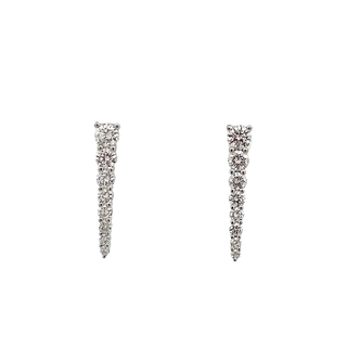 18K WHITE GOLD DROP DIAMOND EARRINGS WITH 16 0.75TW ROUND F-G VS1-VS2 DIAMONDS  (1.74 GRAMS)
