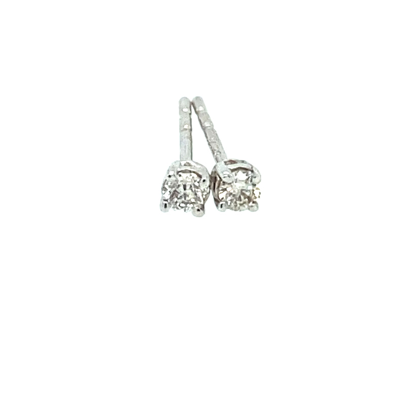 14K WHITE GOLD STUD DIAMOND EARRINGS WITH 2=0.10TW ROUND G-H I1-I2 DIAMONDS