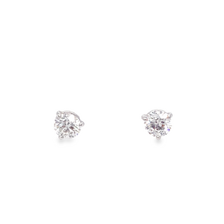 14K WHITE GOLD STUD DIAMOND EARRINGS WITH 2=1.00TW ROUND H SI2 DIAMONDS