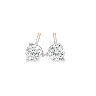 14K WHITE GOLD STUD DIAMOND EARRINGS WITH 2=0.75TW ROUND H-I SI2 DIAMONDS