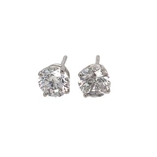 14K WHITE GOLD DIAMOND STUD EARRINGS WITH 2=1.42TW ROUND G-H I1-I2 DIAMONDS