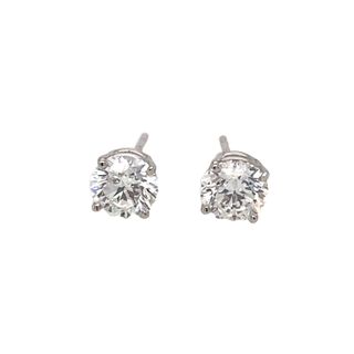 14K WHITE GOLD STUD DIAMOND EARRINGS WITH 2=1.41TW ROUND G-H SI2-I1 DIAMONDS