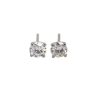 14K WHITE GOLD STUD DIAMOND EARRINGS WITH 2=0.76TW ROUND I I1 DIAMONDS