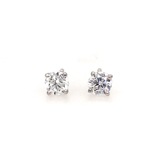 14K WHITE GOLD STUD DIAMOND EARRINGS WITH 2 0.41TW ROUND G-H SI2-I1 DIAMONDS