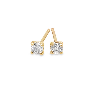 14K YELLOW GOLD STUD DIAMOND EARRINGS WITH 2 0.16TW ROUND G-H I1-I2 DIAMONDS