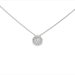 14 KARAT WHITE GOLD CLUSTER DIAMOND PENDANT LENGTH 18