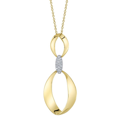 SHY CREATION 14K YELLOW & WHITE GOLD DIAMOND MOBIUS PENDANT WITH 18=0.10TW ROUND I I1 DIAMONDS