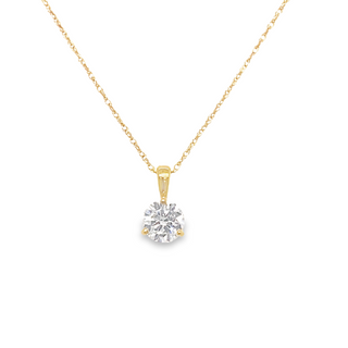 14K YELLOW GOLD SOLITAIRE DIAMOND PENDANT WITH ONE 0.47CT ROUND D SI2 DIAMOND ON 18