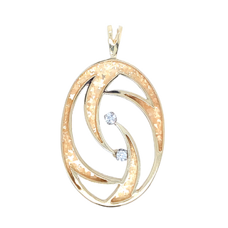 14K YELLOW GOLD DIAMOND PENDANT WITH 2=0.10TW ROUND H SI2 DIAMONDS GRAM WEIGHT:  8.63  (ESTATE ITEM:  ALL SALES FINAL  AS IS  NO WARRANTY)