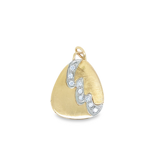 14K YELLOW AND WHITE GOLD DIAMOND PENDANT WITH 9=0.25TW ROUND H-I I1 DIAMONDS GRAM WEIGHT:  4.476  (ESTATE ITEM:  ALL SALES FINAL  AS IS  NO WARRANTY)