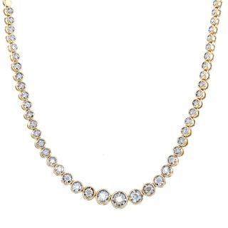 14K YELLOW GOLD RIVIERA DIAMOND NECKLACE WITH 45=1.50TW ROUND G-H SI2-I1 DIAMONDS