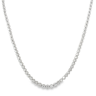 14K WHITE GOLD RIVIERA DIAMOND NECKLACE WITH 163=5.20TW ROUND H-I SI2-I1 DIAMONDS