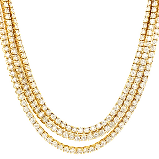 18K YELLOW GOLD MULTI STRAND DIAMOND NECKLACE WITH 239=7.26TW ROUND H-I SI2-I1 DIAMONDS