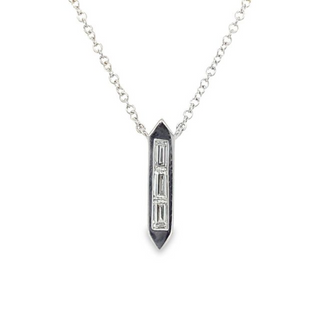 14K WHITE GOLD DIAMOND PENDANT WITH 3=0.18TW BAGUETTE H-I SI1-SI2 DIAMONDS ON 18