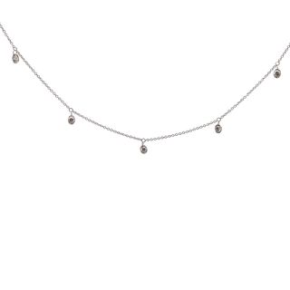 14 KARAT WHITE GOLD DIAMOND NECKLACE WITH 5=0.25TW ROUND G-H I1 DIAMONDS CABLE CHAIN   (1.75 GRAMS)